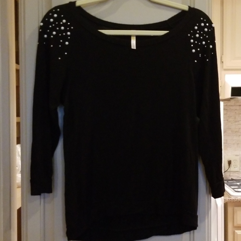 Black shirt with bling shoulders